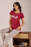 Sweet Moon Knit Cotton Pyjama Set - Grey Reddishmaroon — thumbnail 4